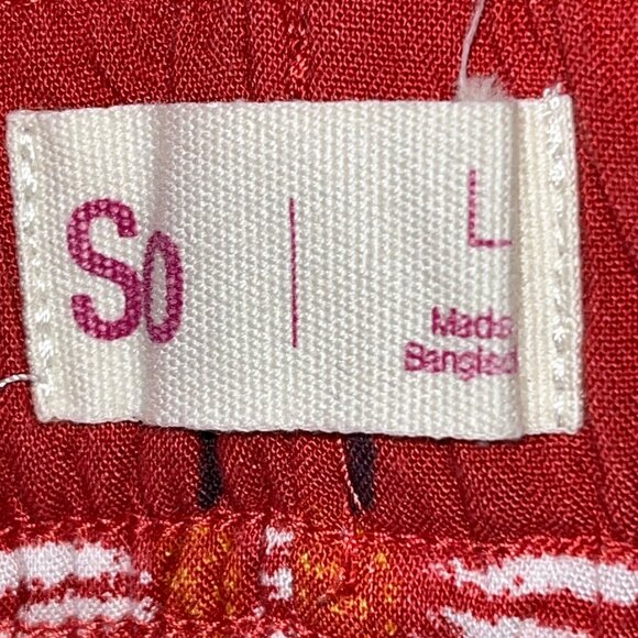 So Red Floral Womens Shorts With Elastic‎ Waist & Pockets Large - Picture 4 of 5